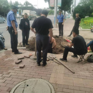 李园街道综合行政执法中队：查处擅自挖掘城市道路在行动