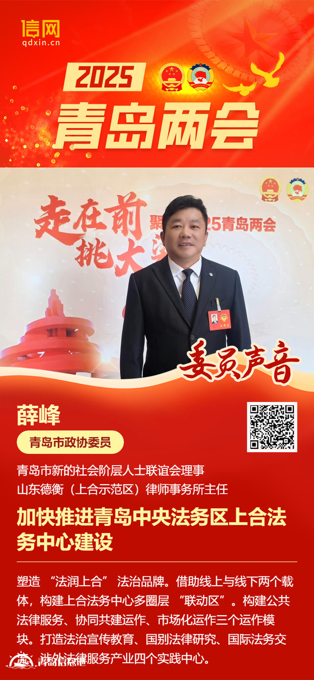 青岛市政协委员薛峰：加快推进青岛中央法务区上合法务中心建设